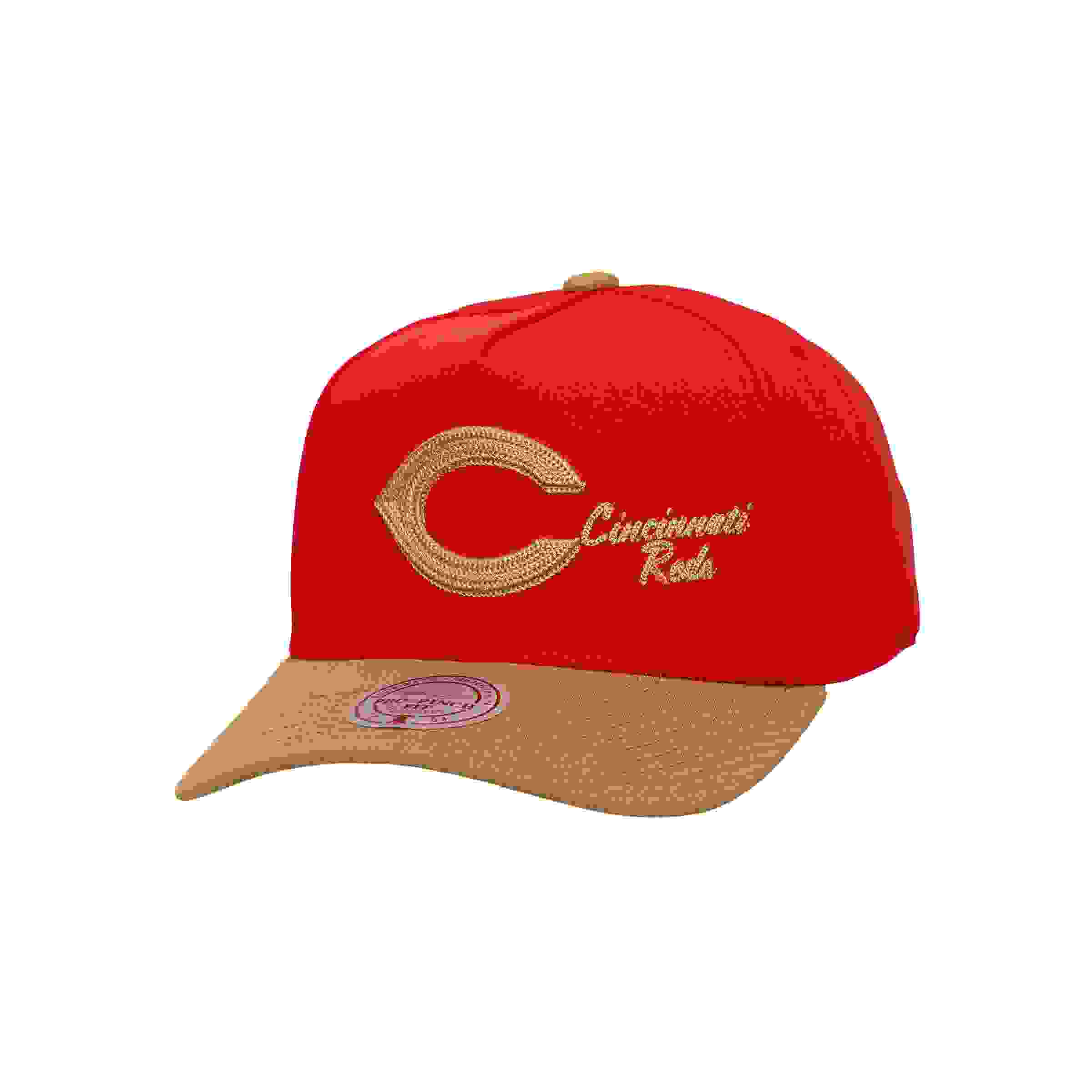 Mitchell & Ness Cincinnati Reds Side Script Red Snapback Hat
